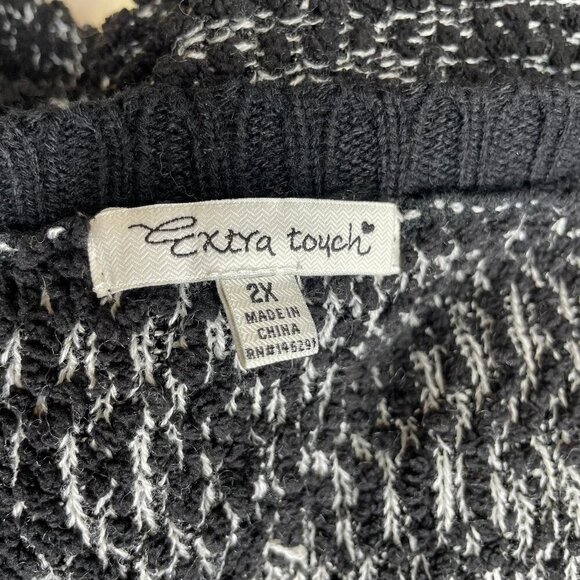 Extra Touch Women's Black Gray Sweater Scoop Tie Neck Comfy Office Sz 2X - Picture 5 of 6